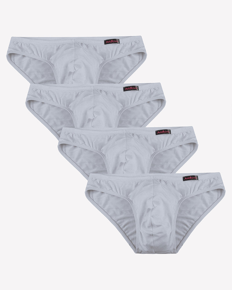 Men's low-rise hip briefs multipack: light gray microfiber briefs (4-pack)