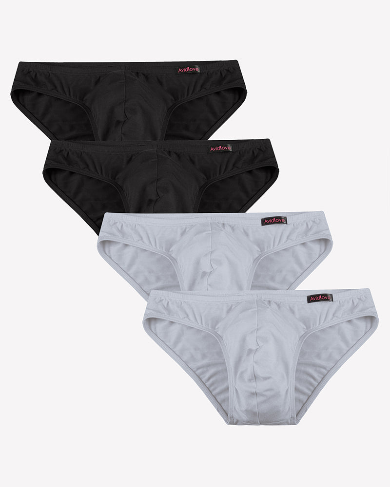 Men's low-rise hip briefs multipack: black and light gray microfiber (4-pack)