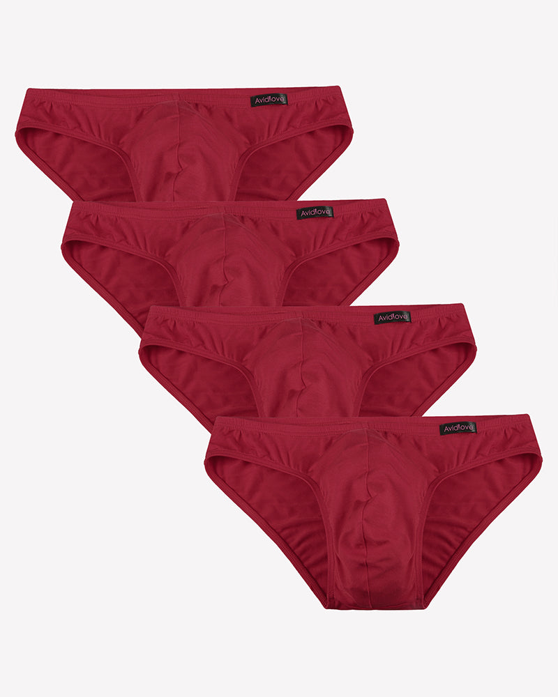 Men's low-rise hip briefs multipack: dark red microfiber briefs (4-pack)