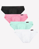 Men's low-rise hip briefs multipack: black, pink, mint, and white microfiber