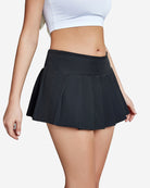 Black pleated mini skirt with elastic waistband