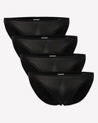 Four-pack men's low-rise stretch briefs, black, folded stack