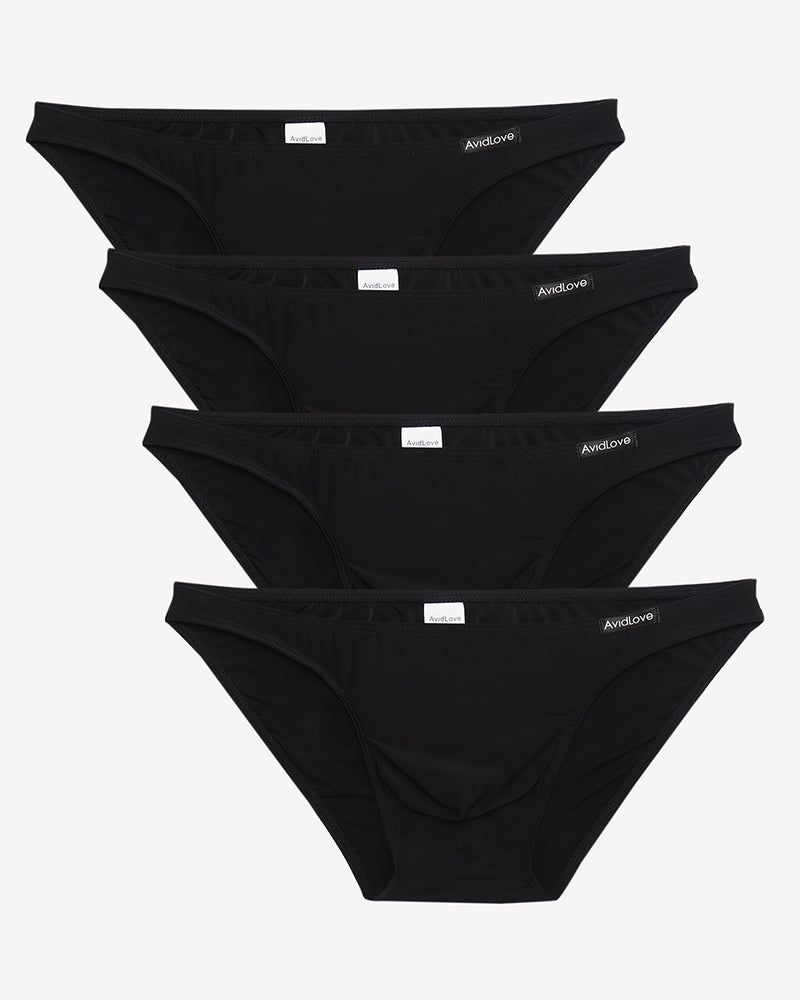 Men's low-rise briefs 4-pack in black with sewn waistband label