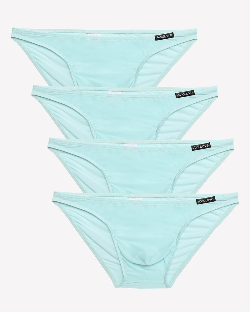 Men's low-rise briefs 4-pack in light blue tones with matching waistband