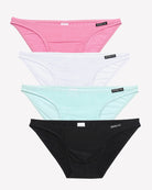 Men's low-rise briefs 4-pack in pink, white, mint, and black