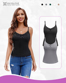 Black ribbed camisole tank top with scalloped lace trim and bow front
