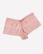 Light pink floral lace mid-rise panties with bow and scalloped edges