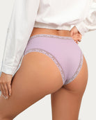 Lilac hipster lace brief underwear with scalloped lace side and back coverage