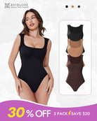 Black square-neck sleeveless bodysuit shapewear, fitted with high-leg brief