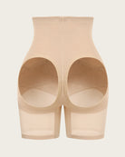Nude tummy control body shorts shapewear back view with oval contour panels