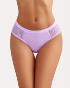 Cotton hipster tanga brief in lavender with lace side panels