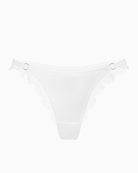 White lace high cut string hipster panty with side ring accents