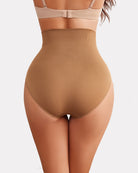 Brown tummy control thong shapewear, seamless high-rise brief
