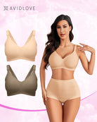 Seamless nursing maternity bra, nude/beige, V-neck with adjustable straps