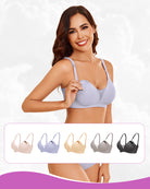 Wireless nursing bra in light blue with adjustable straps and soft molded cups