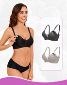 Wireless nursing bra in black with adjustable straps and soft molded cups