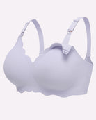 Seamless nursing bra, lilac with scalloped underwire cups and adjustable straps
