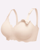 Seamless nursing maternity bra in beige, wide underband, adjustable back straps
