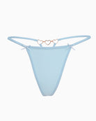 Light blue g-string thong with gold heart ring detail and long side ties