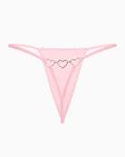 Blush pink G-string thong with heart-link center detail and thin side straps