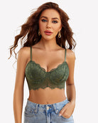 Green underwired corset bustier top with lace cups and scalloped hem