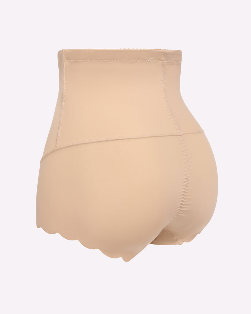 Khaki high-waist tummy control briefs shapewear, smooth full-coverage back