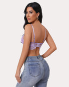 Lilac lace underwire full-coverage bralette with thin straps and lace back detail