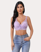 Lilac lace underwire full coverage bralette with underwire cups and scalloped lace band