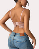 Lilac lace underwire bralette with full coverage, scalloped trim and adjustable straps