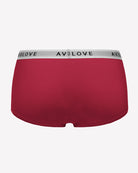 Red full-coverage cotton panties, AVIDLOVE logo waistband, back view boxer-short cut.