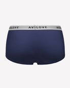 Navy full-coverage cotton panties, AVIDLOVE logo waistband, back view boxer-short cut.