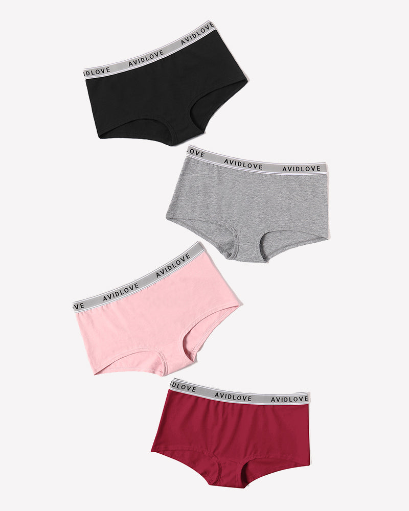 Set of cotton full-coverage panties in mixed colors with Avidlove waistband.