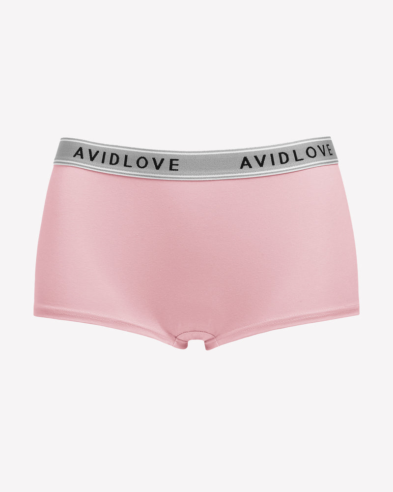 Cotton full-coverage panties in pale pink with Avidlove logo waistband.