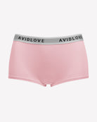 Cotton full-coverage panties in pale pink with Avidlove logo waistband.
