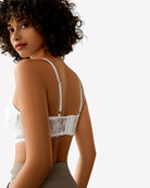 White lace wireless bralette, open back with adjustable straps