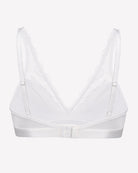 White lace wireless bralette with V-neck and front lace overlay