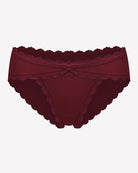 Burgundy lace stretch hipster panties with scalloped trim