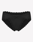 Black lace stretch hipster panties with scalloped trim