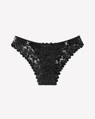 Black lace low-rise cheeky tanga underpants, scalloped lace edges