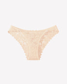 Low-rise lace cheeky underpants, beige with scalloped lace edges