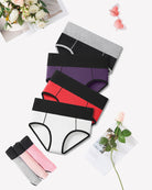 High-waist cotton hipster panties multipack, black, grey, purple, and red briefs
