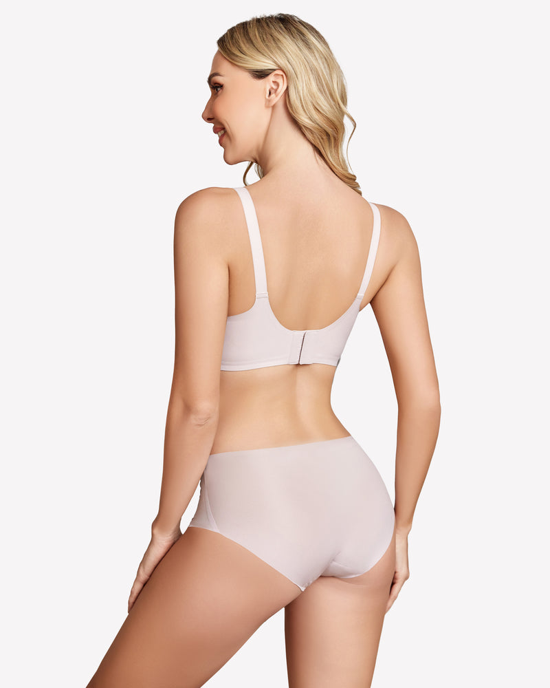 Wireless push-up bra without underwire, light pink back view