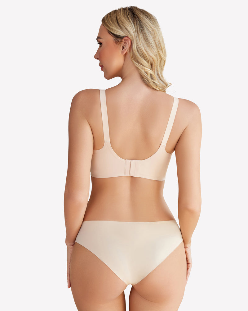 Wireless push-up bra without underwire, nude pink back view