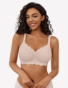 Wireless full-coverage push-up bra and briefs set, white