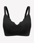 Seamless push-up bralette bra in black, smooth molded cups with V-neck