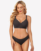 Seamless push-up bralette bra in black, V-neck with seamless cups