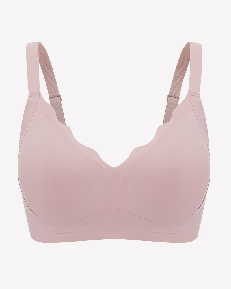 Seamless push-up bralette bra in dusty rose, smooth molded cups with V-neck