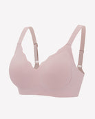 Seamless push-up bralette bra in dusty rose with wide adjustable straps and molded cups