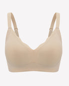 Seamless push-up bralette bra in wheat, smooth cups with V-neck front