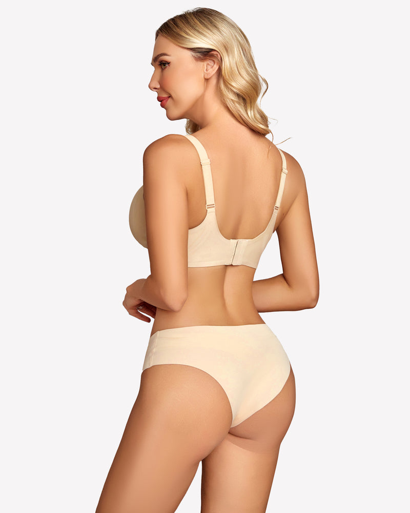 Seamless push-up bralette bra in wheat, racerback style with adjustable straps